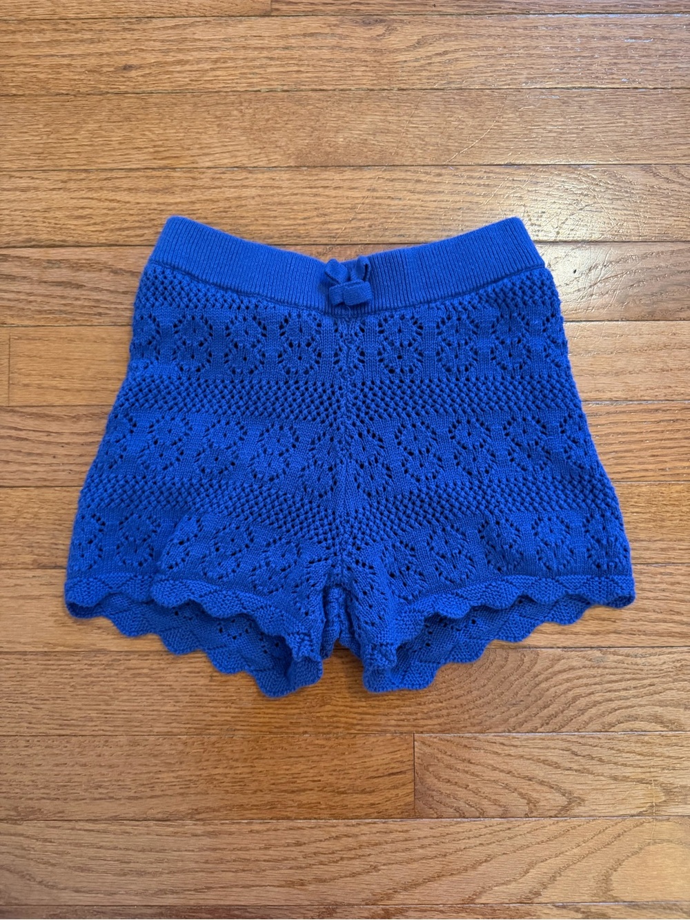 Janie and Jack Blue Knit Scallop Hem Shorts